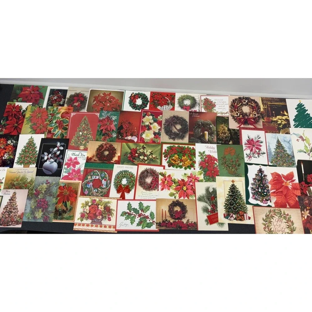 Vintage Christmas Cards Fronts ONLY Greenery Trees Wreaths Scrapbook Crafts 50+